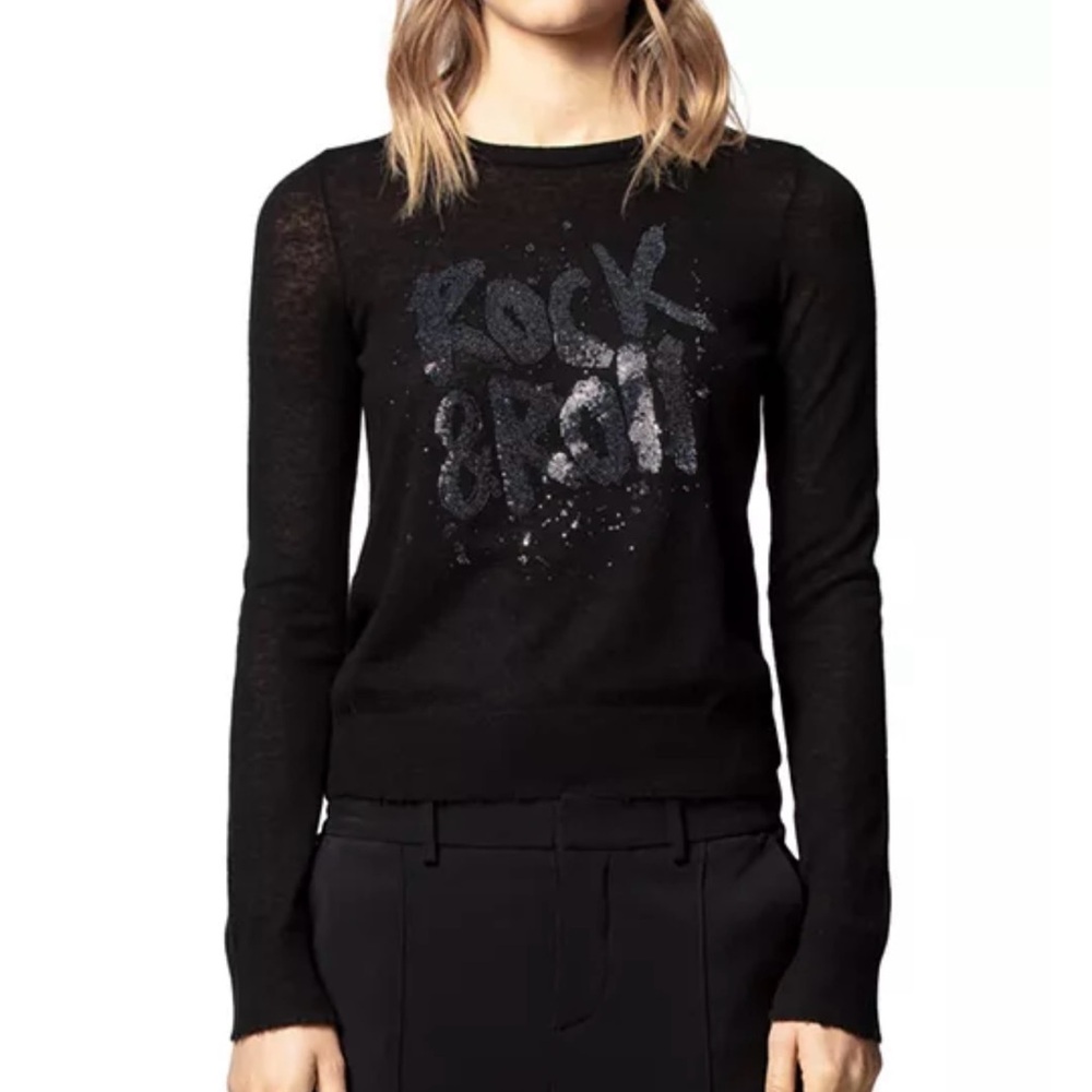 Zadig & Voltaire Black Graphic Cashmere Sweater